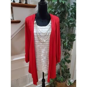 French Laundry Womens Polyester Red Long Sleeve Cardigan Sweater Size 18/20